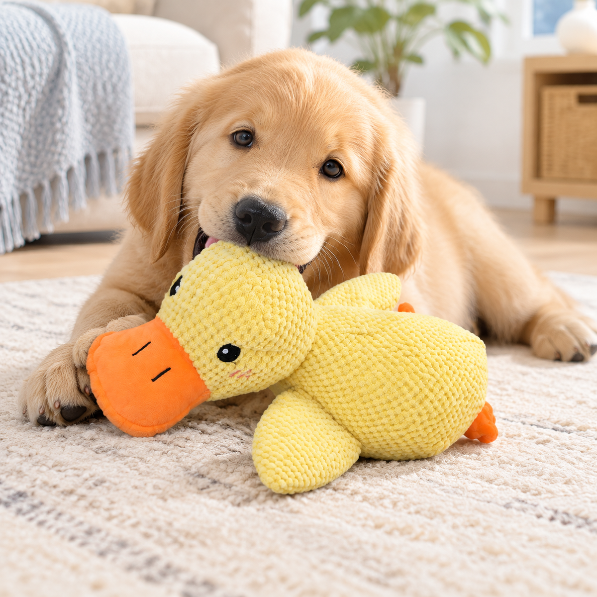 Plush Squeaky Duck Dog Toy – Interactive Chew Toy with Realistic Duck Sound