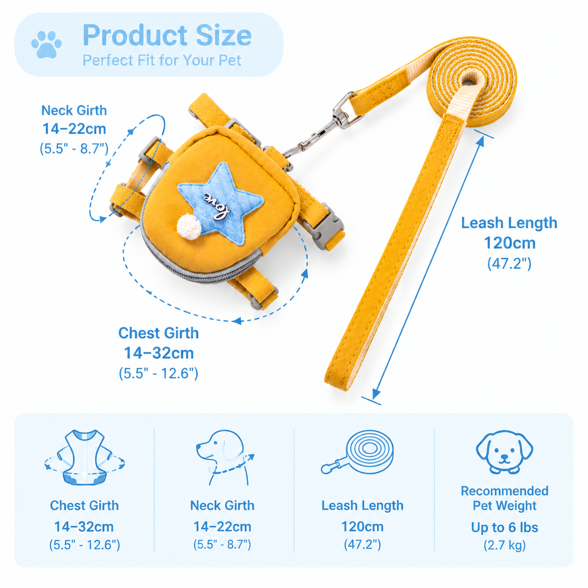 Pet Backpack Harness Leash Set