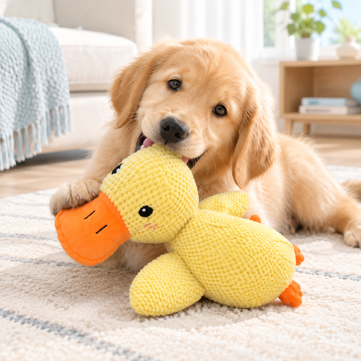 Plush Squeaky Duck Dog Toy – Interactive Chew Toy with Realistic Duck Sound