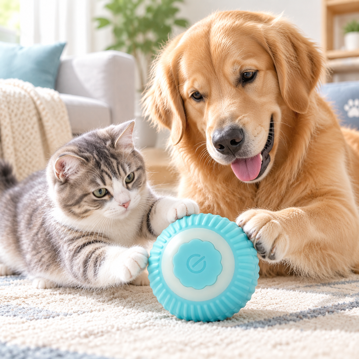 Interactive Automatic Rolling Ball Toy for Cats, USB Rechargeable Smart Pet Play Ball