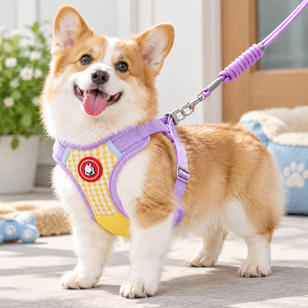 Dog Harness and Leash Set, Adjustable Walking Harness for Small Puppies
