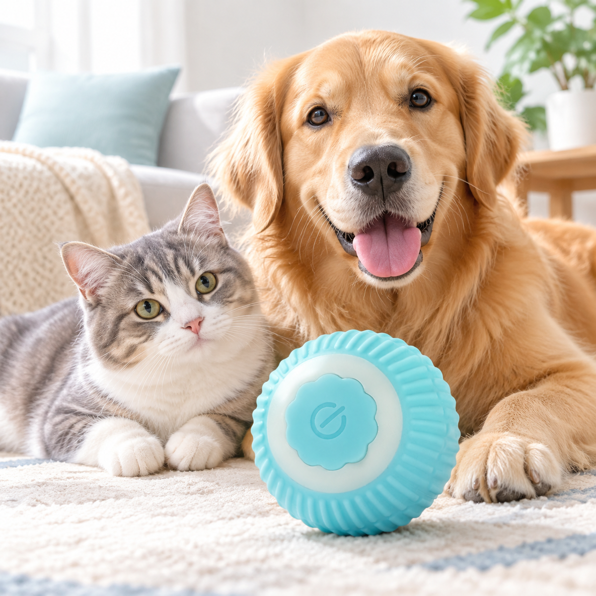 Interactive Automatic Rolling Ball Toy for Cats, USB Rechargeable Smart Pet Play Ball