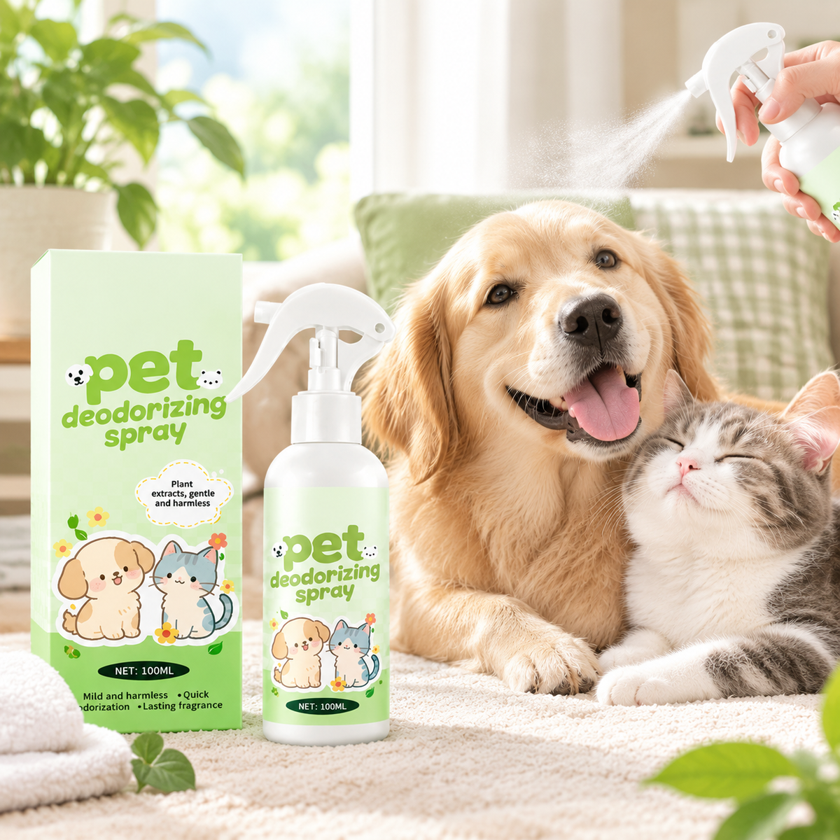 Pet Deodorizing Spray for Dogs and Cats – Gentle Fresh Scent Odor Control Spray for Pet Areas  Product Description